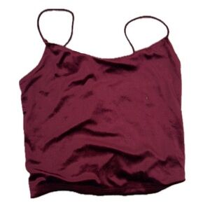 garage velvet burgundy lace up tank